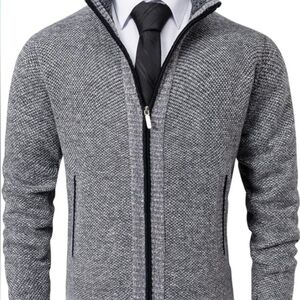 Vcansion Men's Gray Zip-Up Sweater Size S Very Good Condition Plaid Lined